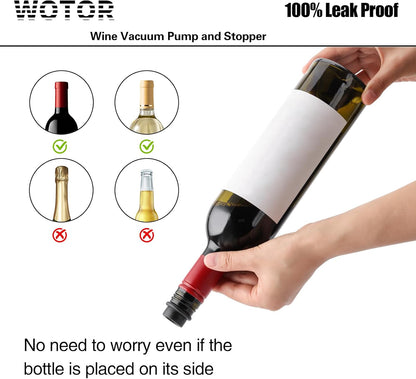 WOTOR Wine Stoppers Vacuum, Wine Saver, Wine Pump Vacuum Stoppers, Wine Preserver, Reusable Bottle Sealer Keeps Wine Fresh (Black, 24 Pieces)