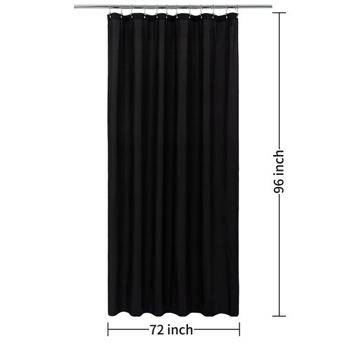 ALYVIA SPRING Extra Long Fabric Shower Curtain Liner Waterproof - 72" x 96", Soft & Lightweight X-Long Shower Curtain with 3 Magnets, Machine Washable - 72x96, Black