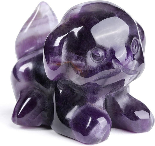 PESOENTH Purple Amethyst Crystal Dog Ornament Dog Lovers Gifts for Women Christmas Birthday,Cute Amethyst Stone Puppy Dogs Figurine Statue Home Room Decor,1.5"