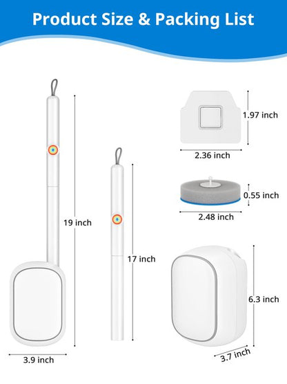 Disposable Toilet Cleaner Wand and Holder Set, Wall Mounted Toilet Bowl Brush Kit with 12 Refill Heads, Hygienic Toilet Cleaning System for Bathroom and RV