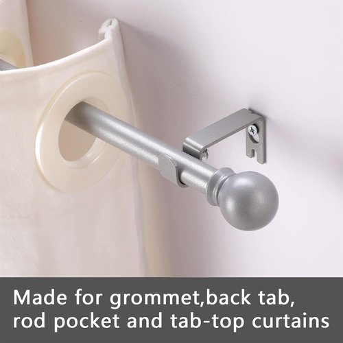 GXOACKJ Decorative Curtain Rods - Heavy Duty Metal, 66-120 Inch, Silver Finish with Brackets