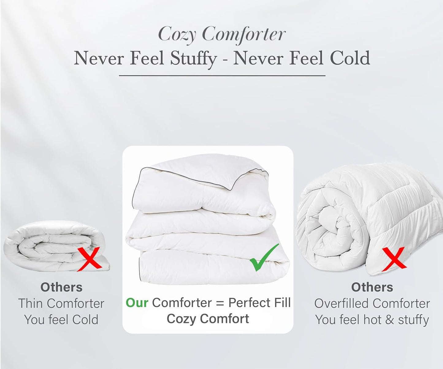 California Design Den Queen Size Comforter Duvet Insert - Cozy Luxury Down Alternative, Quilted Extra Fluffy, Soft, and Cooling, Machine Washable with Corner Tabs - White