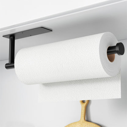 Regine Switzerland Paper Towel Holder - Matte Black Wall-Mounted Rack | Self-Adhesive or Drilling, SUS304 Stainless Steel