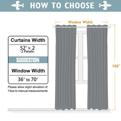 ChrisDowa Blackout Curtains 108 Inches Long 2 Panels Set for Living Room, Grommet Thermal Insulated Room Darkening Curtains for Bedroom (Brown, 52 x 108 Inch)