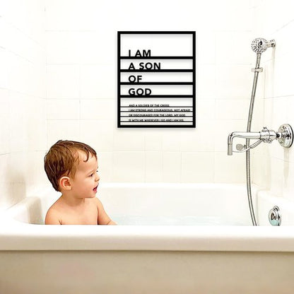 Metal Teen Boy Room Wall Decor I Am a Son of God Wall Art Sign for Boys Bedroom Playroom living Room Bathroom Motivational Sculptures Black