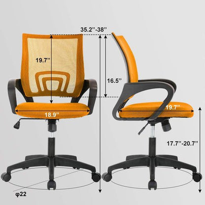 BestOffice Ergonomic Office Chair - Mid-Back Swivel Desk Chair with Lumbar Support & Breathable Backrest - Adjustable Height, Orange, Pack of 2