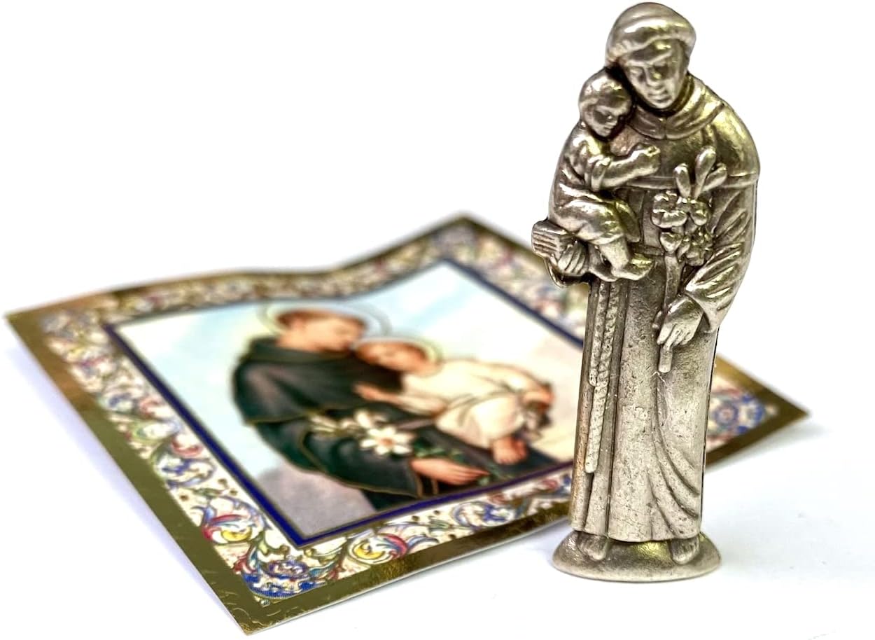 St. Anthony Mini Saint Gift Set - Tiny 1-Inch Statue with Prayer Card | Perfect Religious Gift