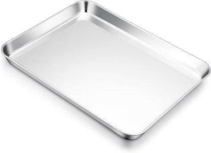 E-far Stainless Steel Cookie Sheet - Large 18”x13” Non-Toxic Baking Pan | Rust-Free & Dishwasher Safe