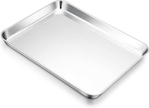 E-far Stainless Steel Cookie Sheet - Large 18”x13” Non-Toxic Baking Pan | Rust-Free & Dishwasher Safe