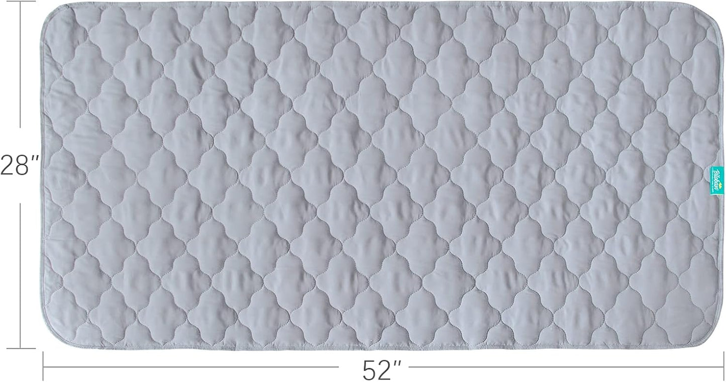 Skiennix Waterproof Crib Mattress Protector Pad - Non-Slip & Absorbent 2 Pack, 28" x 52", Quilted Grey