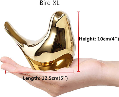 Skiennix Gold Bird Statues - Modern Home Decor Figurines for Living Room, Bedroom & Office | Large Size
