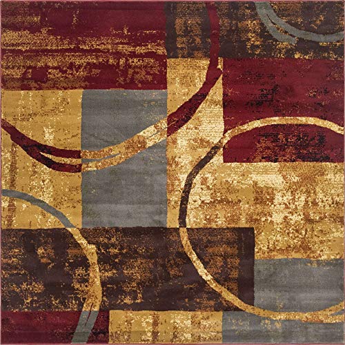 Unique Loom Barista Collection Area Rug - Kouillou (7' 10" Square, Multi/ Brown)