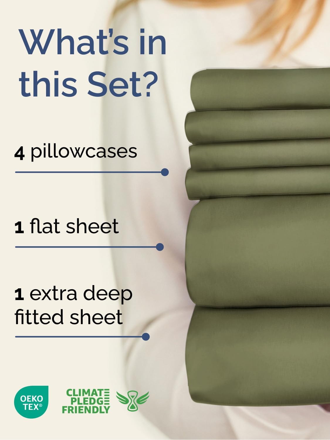 Skiennix Extra Deep Full Sheet Set - 6-Piece Breathable Cooling Bedding - Soft Wrinkle-Free Sage Green