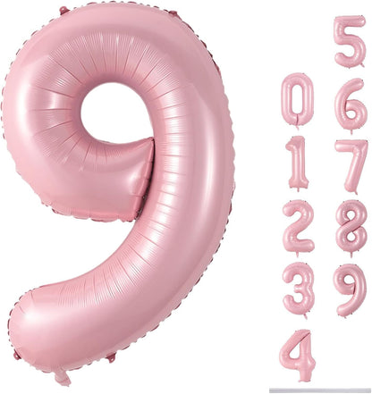Skiennix 40'' Pink Number 9 Balloon - Self-Inflating Foil for 9th Birthday Party Decorations