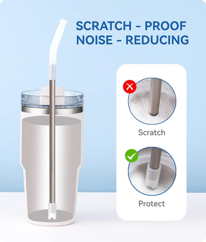 Titanium Straws by Heavy-Duty - Reusable 8.5" Metal Straws for 20 oz Tumblers | Eco-Friendly, BPA-Free with Cleaning Brush