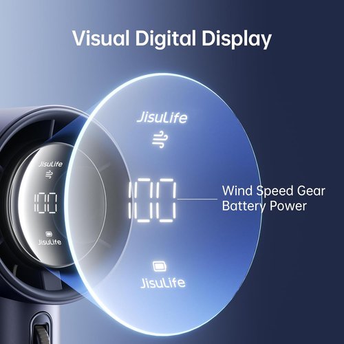 JISULIFE Portable Handheld Fan - Adjustable Speed Turbo Mini with 3600mAh Battery | Rechargeable, Blue