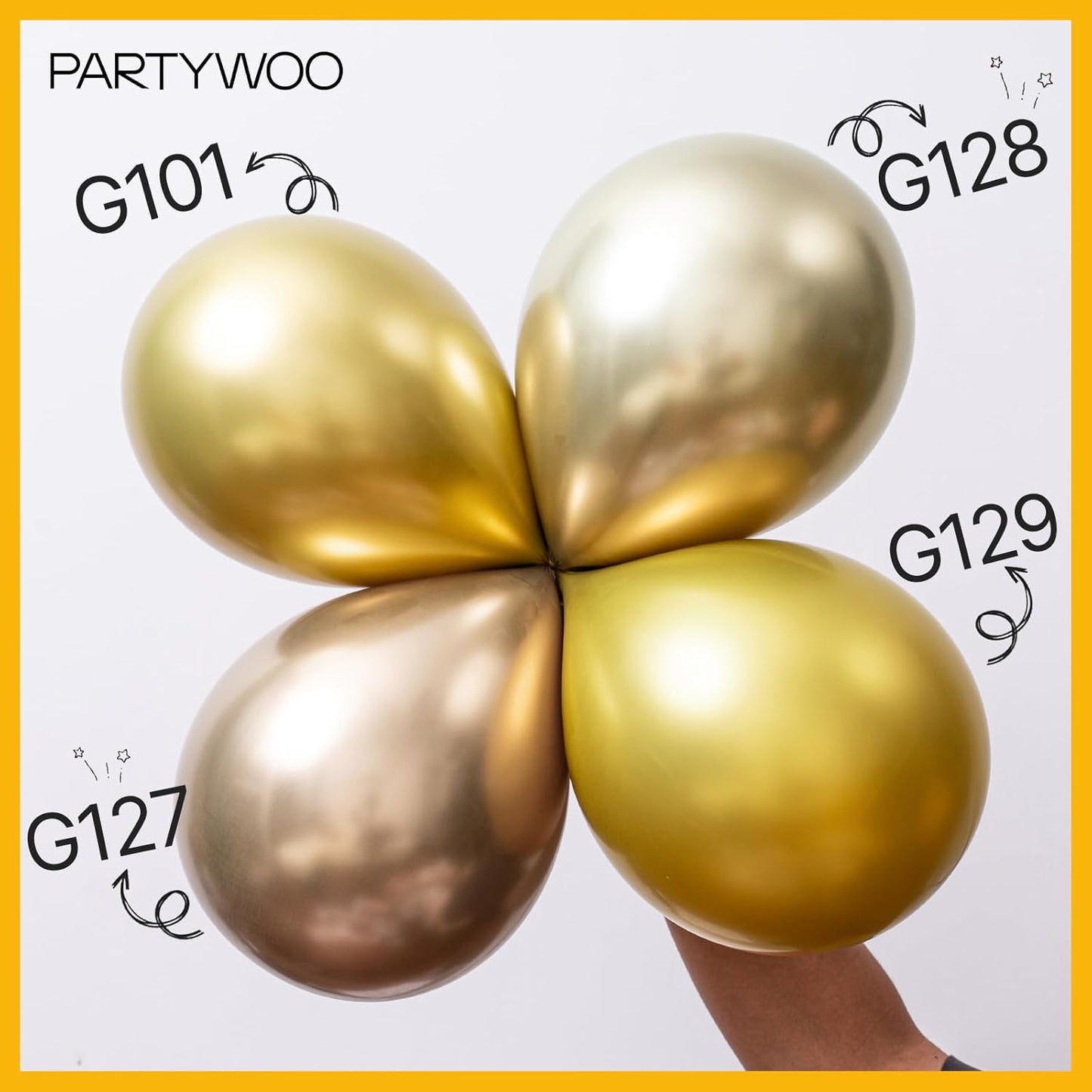 PartyWoo Gold Balloon Arch Kit - 152 Pcs in 5-18 Inch Sizes for Birthday, Wedding, and Baby Showers