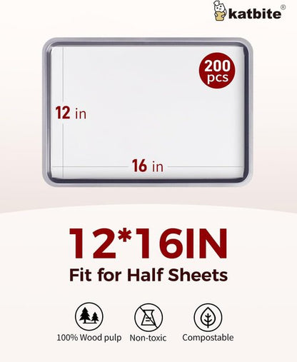 Katbite 200PCS Heavy Duty Parchment Paper Sheets - 12x16 Inch for Baking, Cooking & Frying