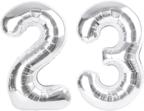 Big Foil 23rd Birthday Balloons - 40 Inch Silver Number Balloon for Women | Perfect for Graduation & Celebrations