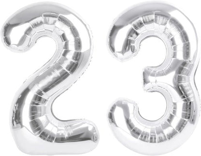 Big Foil 23rd Birthday Balloons - 40 Inch Silver Number Balloon for Women | Perfect for Graduation & Celebrations