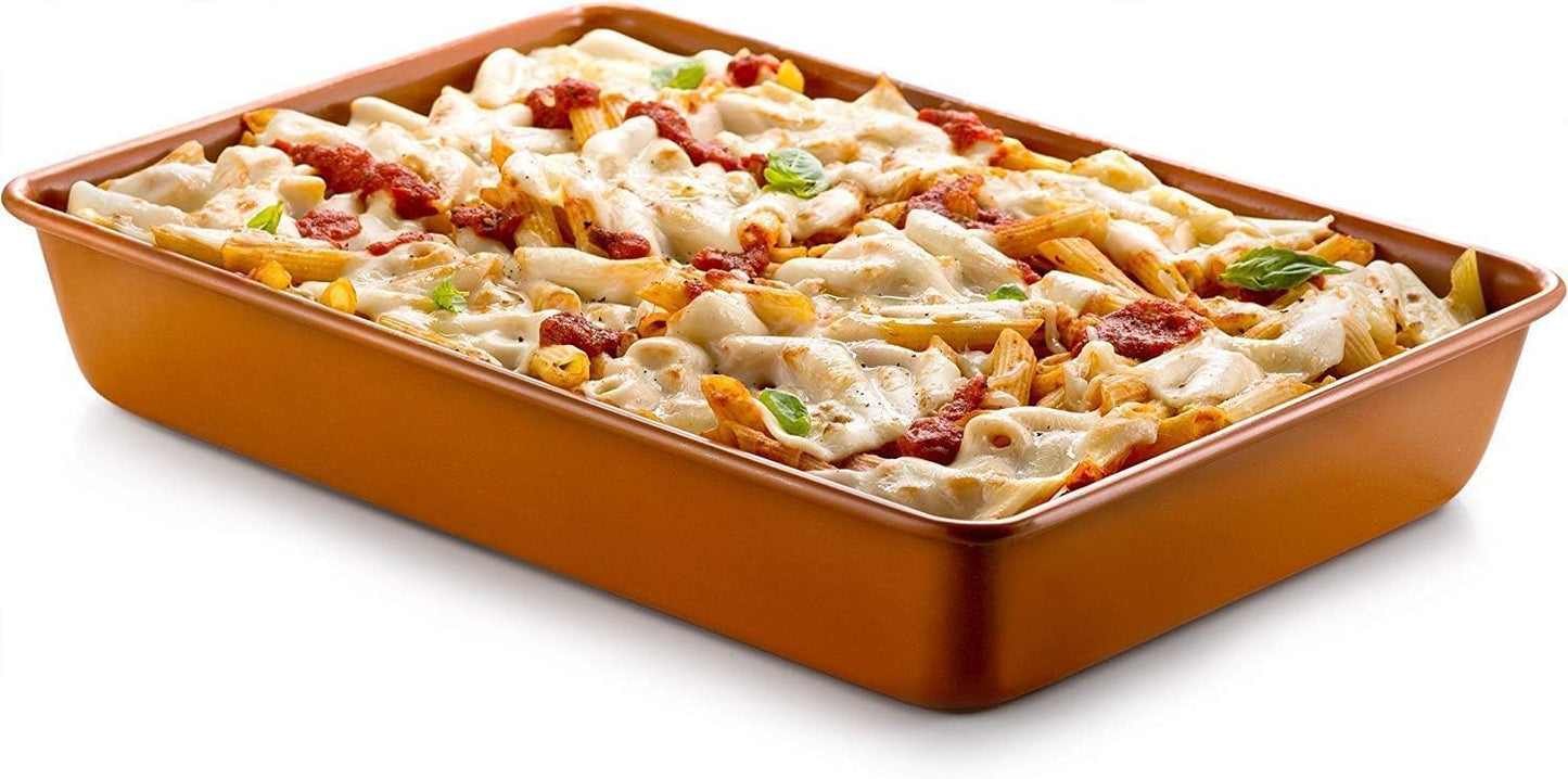 Skiennix Nonstick Copper Baking Pan - Ceramic Coated for Even Cooking | Dishwasher & Oven Safe, PTFE & PFOA Free