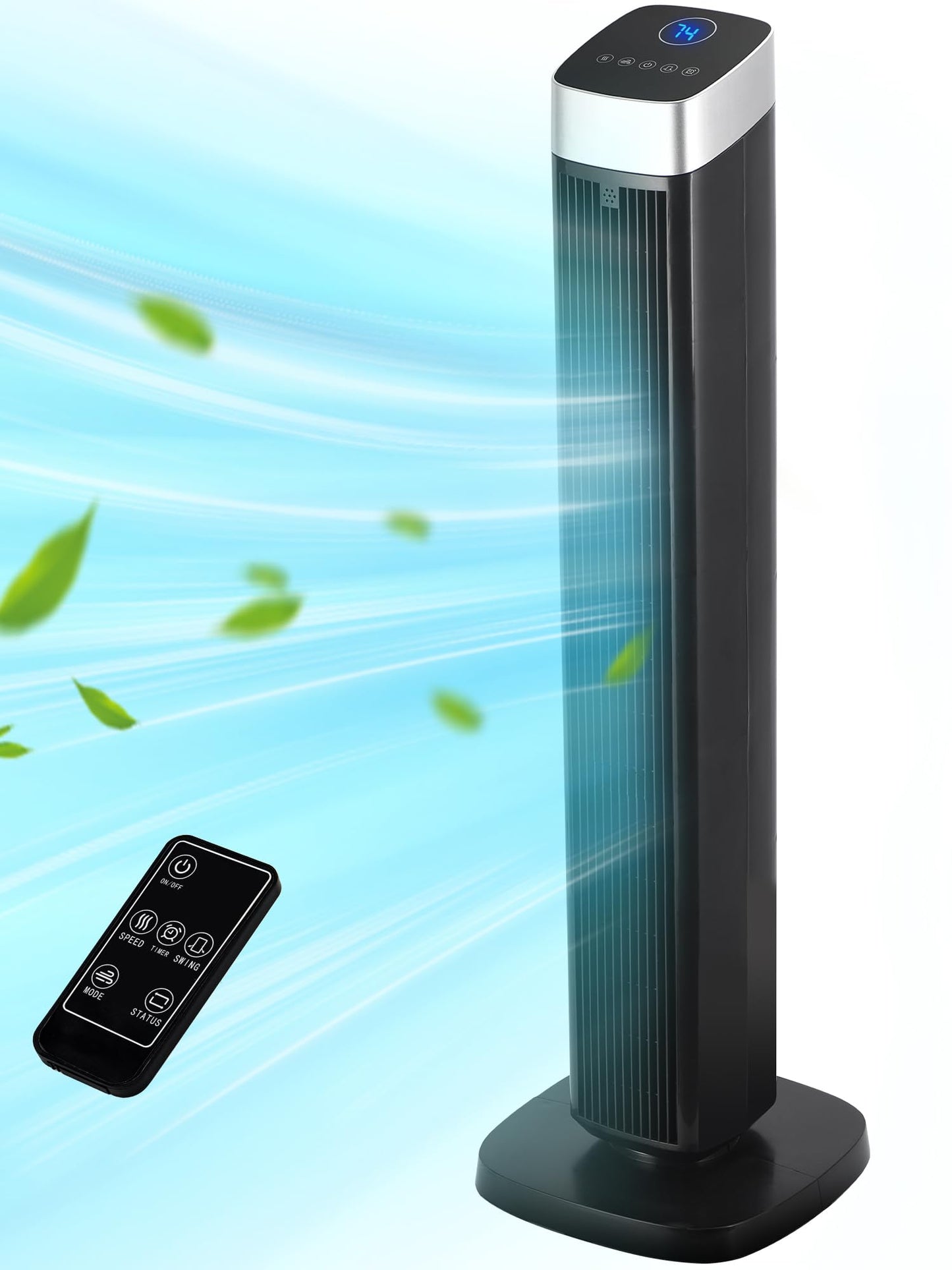 Uthfy Tower Fan for Bedroom, 41" Quiet Bladeless Floor Fan,90° Oscillating Standing Fan with 24H Timer, Remote Control, 3 Speeds, 3 Modes, Fans that Blow Cold Air for Room, Home, Office