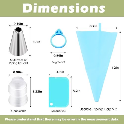 FANTEXY Piping Bags and Tips Set - 33 Reusable Cake Decorating Supplies with Icing Tips & Scrapers