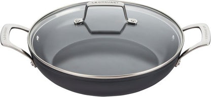 Le Creuset Non-Stick Ceramic Shallow Braiser - 3.5 Qt with Glass Lid for Easy Cooking