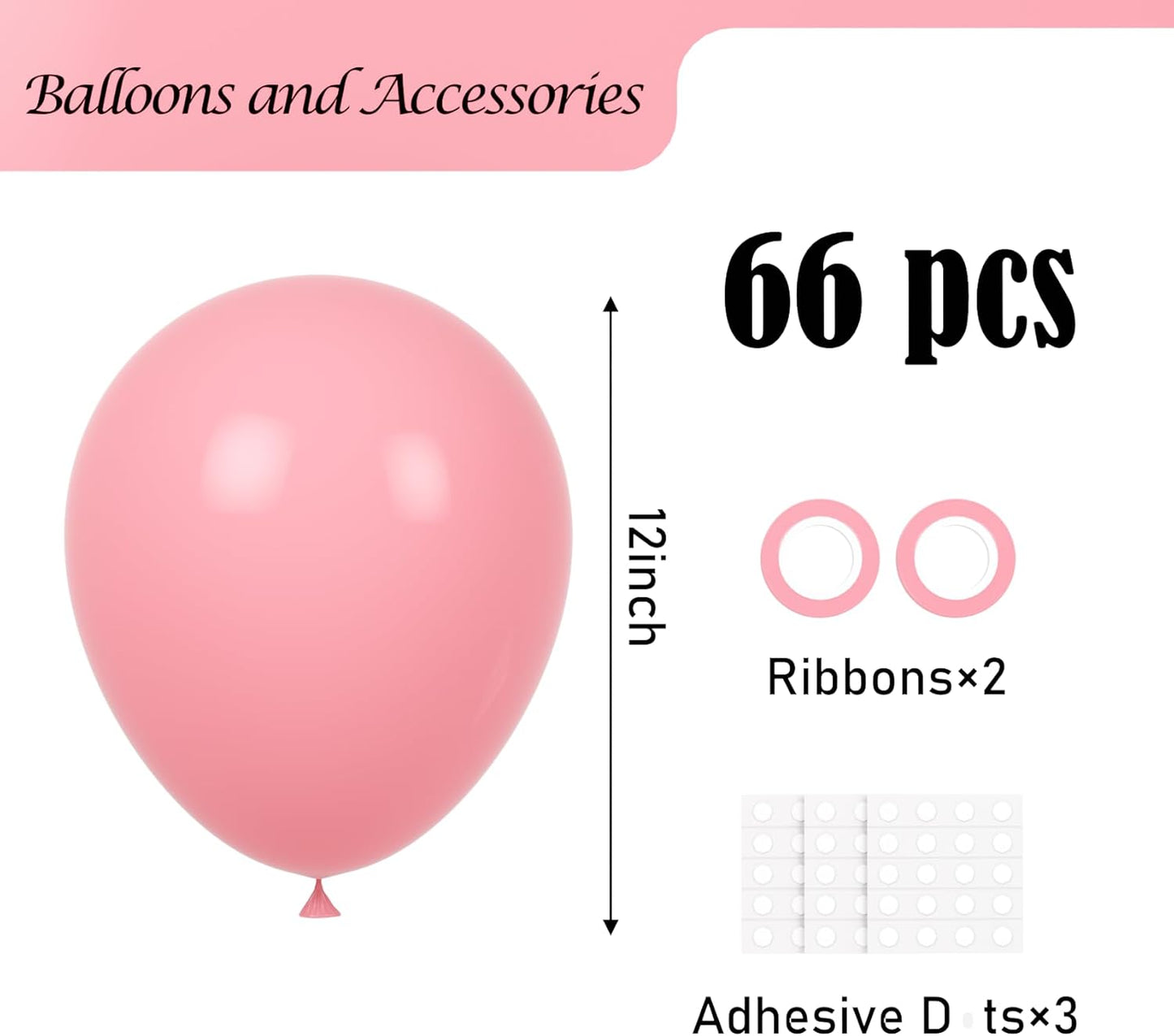 Voircoloria Retro Pink Balloons - 66 Pack 12-Inch Blush Pink Latex Balloons for Parties & Celebrations