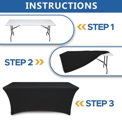 Enjoyidea Stretch Spandex Table Cover for 4ft Tables-8 Pack Black Fitted Tablecloths-Elastic Stretchable Tablecloth Protector for Party, Vendor Booth Display, Banquet Buffet Event, Craft Trade Show