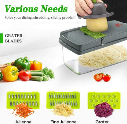 ZARIN 16-In-1 Vegetable Chopper & Slicer - Multi-Function Mandoline for Easy Meal Prep | Perfect for Onions, Fruits & Veggies