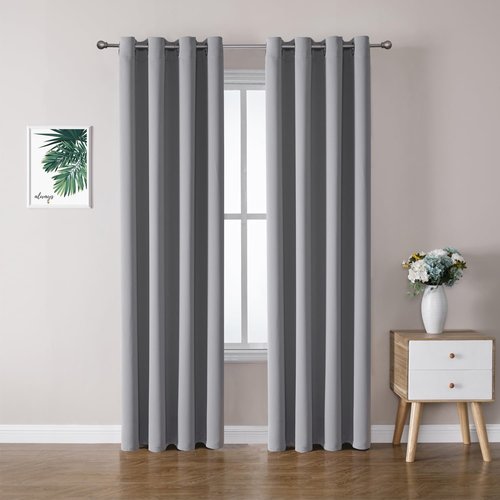 ChrisDowa Blackout Curtains - Thermal Insulated Room Darkening Panels Set | Light Grey, 52 x 80 Inch