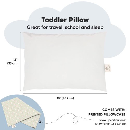 Grace Toddler Pillow - Soft & Breathable Organic Cotton Travel Pillowcase | 13x18 for Ages 2-5