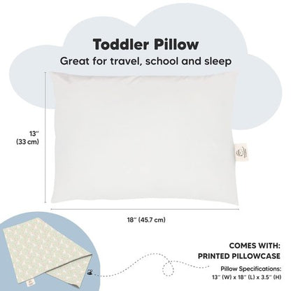 Grace Toddler Pillow - Soft & Breathable Organic Cotton Travel Pillowcase | 13x18 for Ages 2-5