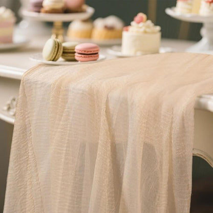 Beige Cheesecloth Table Runner - 35x120 Inches Rustic Boho Decor for Engagements & Baby Showers