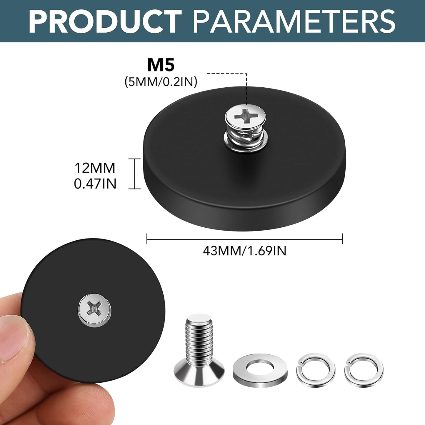 N52 Magnetic Hooks by [Brand Name] - 30lbs Capacity | 4 Rubber Coated Anti-Scratch Mounting Magnets