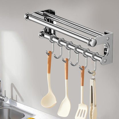 semofcen Kitchen Utensil Holder Hanger 30/40/50CM Stainless Steel Multifunctional Slide Rail Hook Space Saving Utensil Rack No Drilling Kitchen Rail for Hanging Cooking Utensils Mugs Spoons