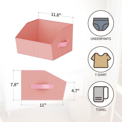 Homsorout Storage Bins - Small Trapezoid Closet Organizer Baskets with Handles, 4 Pack, Pink