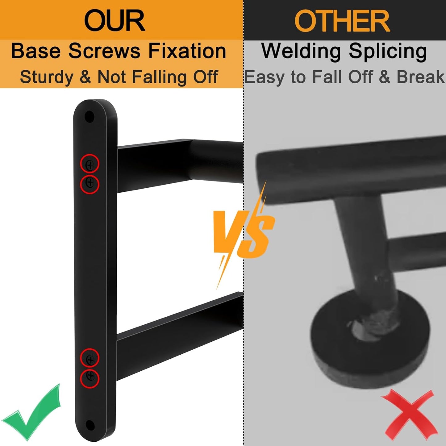 Skiennix Double Towel Bar - 24-Inch Stainless Steel Bath Rack | Matte Black Wall-Mounted Holder