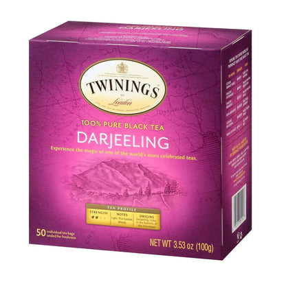 Twinings Darjeeling Tea - Delicate Dry Black Tea, Sophisticated Coffee Alternative | 50 Individually Wrapped Bags