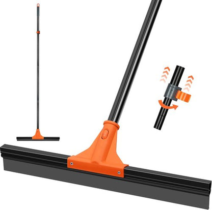 JEHONN Heavy Duty Floor Squeegee - 58.3-Inch Long Handle Rubber Scraper for Indoor/Outdoor Cleaning