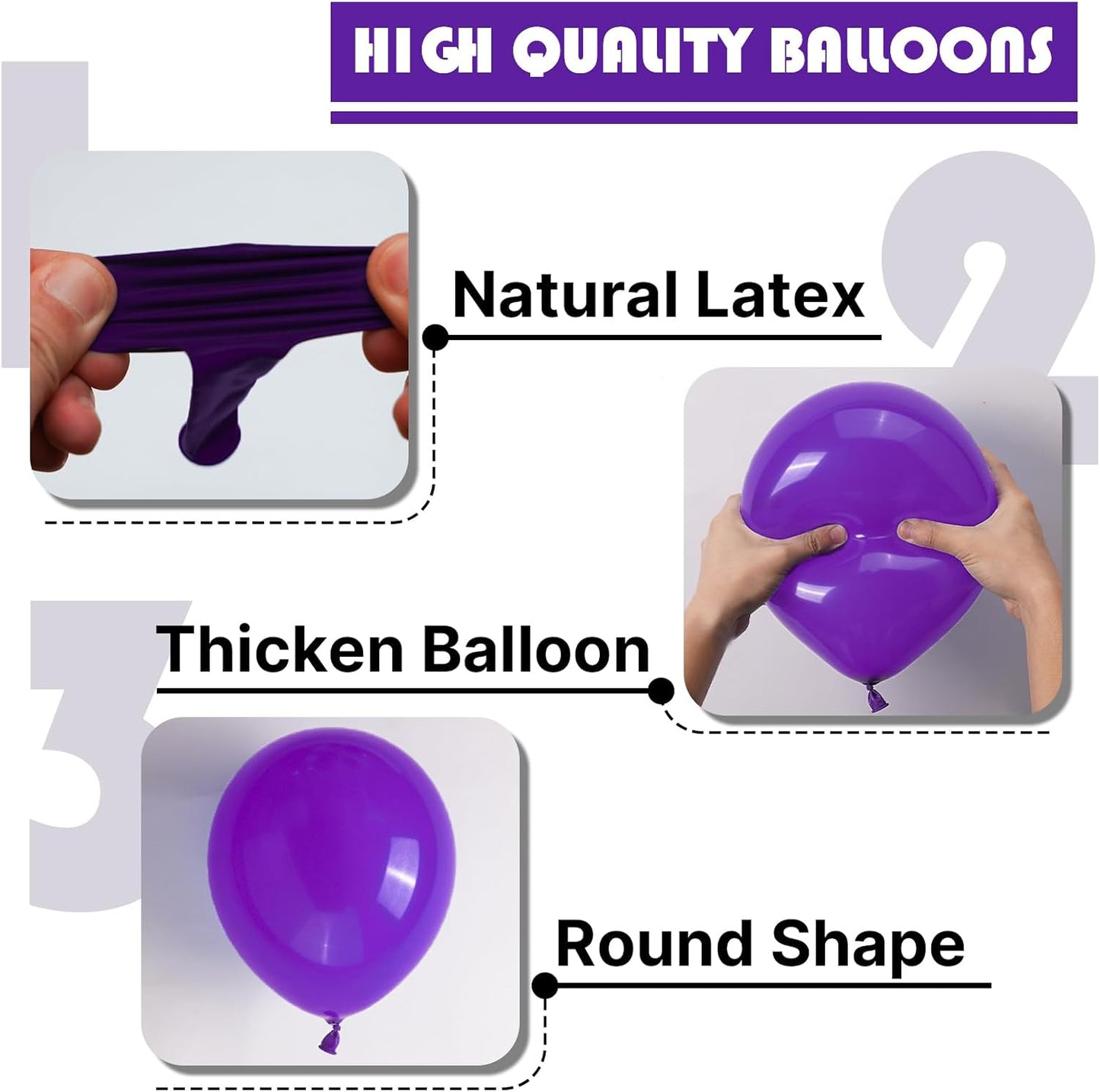 PartyWoo Dark Purple Balloon Arch Kit - 155pcs in 5-18 Inch Sizes for Birthday & Baby Shower Decor