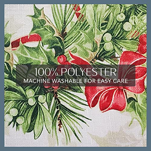 Holiday Tablecloth 60x144 Inch Oblong Christmas Fabric Wrinkle-Resistant