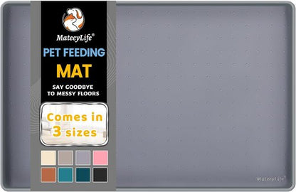 MateeyLife Silicone Pet Feeding Mat - Waterproof & Anti-Slip Dog/Cat Bowl Mat | Spill-Proof Design