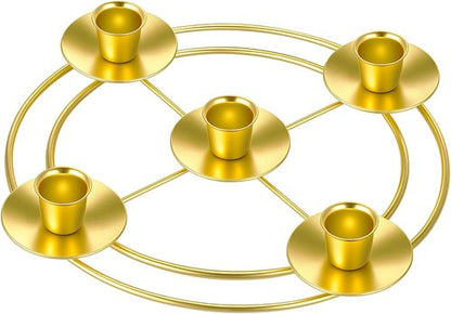 Jingmore Christmas Advent Candle Holder - Rustic Metal Wreath Ring for Pillar Candles | Round Design