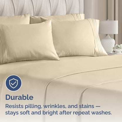 Queen Pillow Cases by Hotel Luxe - Ultra Soft, Wrinkle-Free & Fade Resistant - 10-Piece Set in Cream