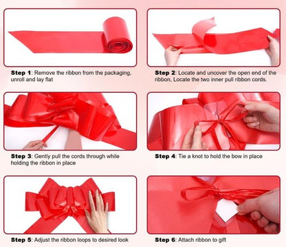 GYDbow 30 Inch Giant Red Car Bow - Premium Satin Ribbon Gift Decoration for Sweet 16 | Easy to Install