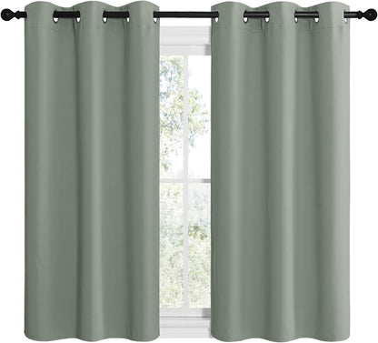 NICETOWN Greyish Green Room Darkening Curtains - Thermal Insulated Grommet Drapes, 42" x 48" (Set of 2)