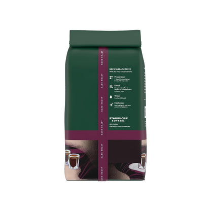 Starbucks Ground Coffee - Dark Roast Espresso Blend for Hot or Iced Coffee | 12 oz Bag