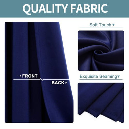 ChrisDowa Grommet Blackout Curtains for Bedroom 52 x 84 Inch - 2 Panels Set Thermal Insulated Room Darkening Curtains for Living Room, Navy Blue